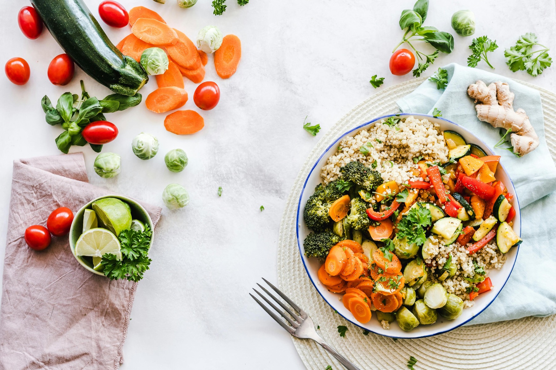 Balanced healthy food on a table